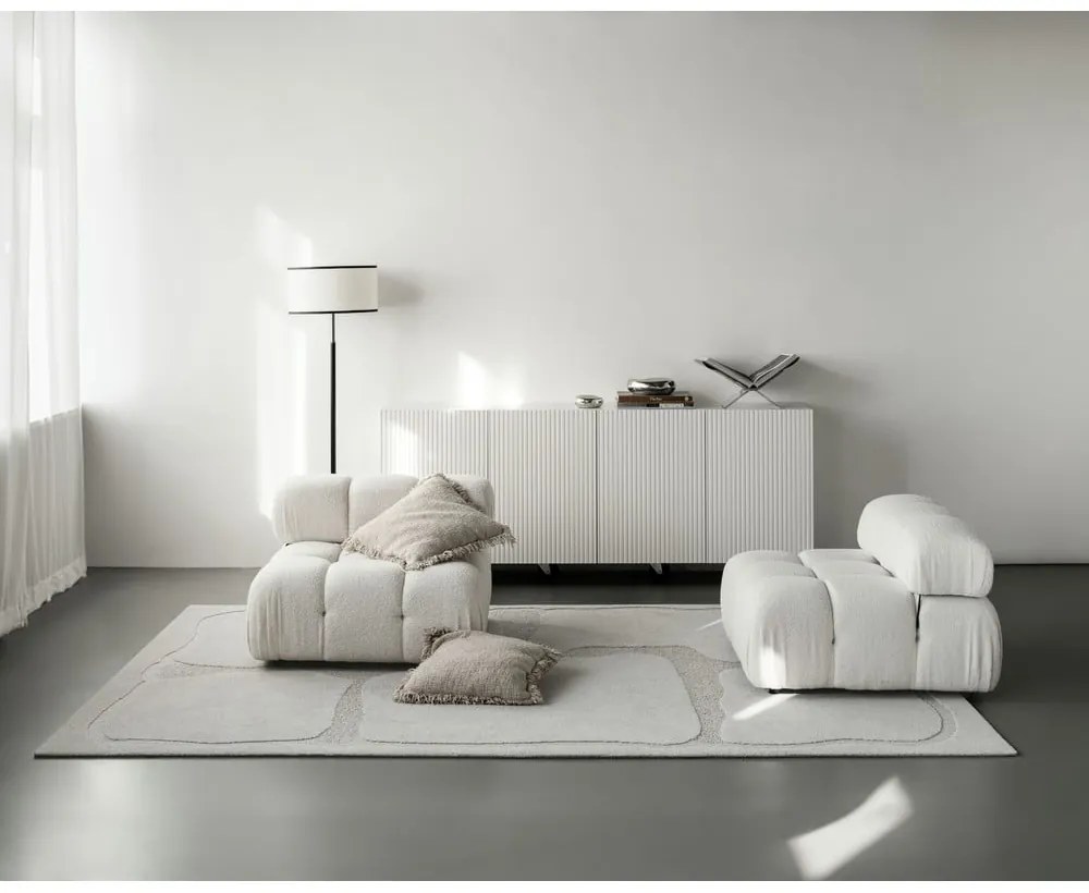 Svetlosivý vlnený koberec 160x230 cm Morphic Organica – Agnella