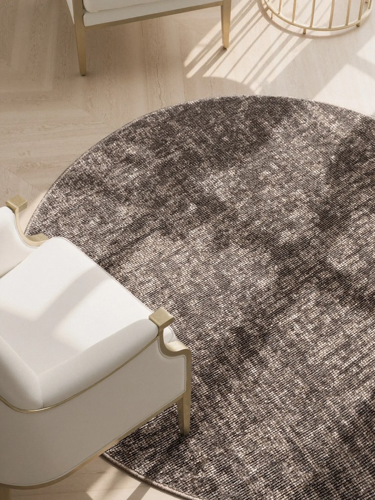 ELLE Decoration, Kusový koberec Brilliance Prisma 106312 Beige z kolekcie Elle kruh, 160x160 (priemer) kruh, hnedá, obývacia izba