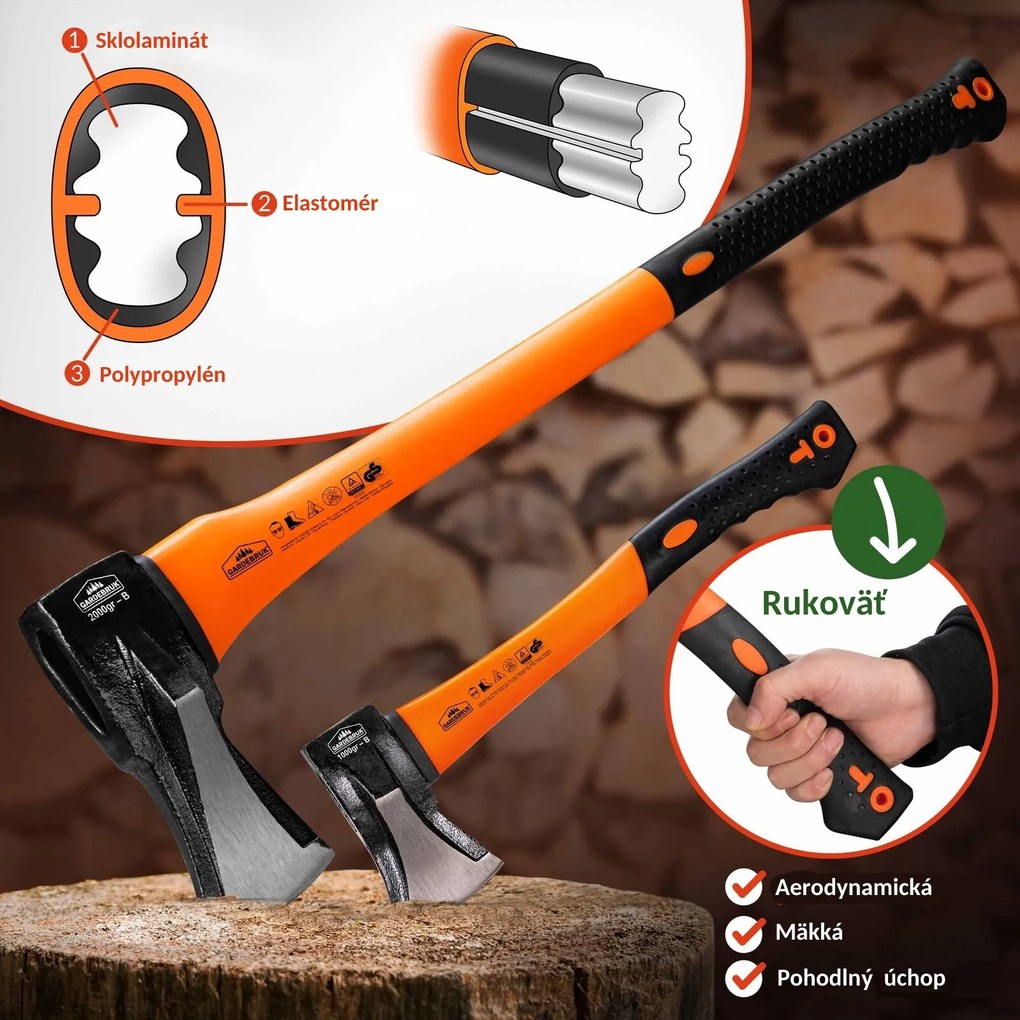 Set sekier TOMS sekera a štiepačka, 2ks, čierna/oranžová Gardebruk