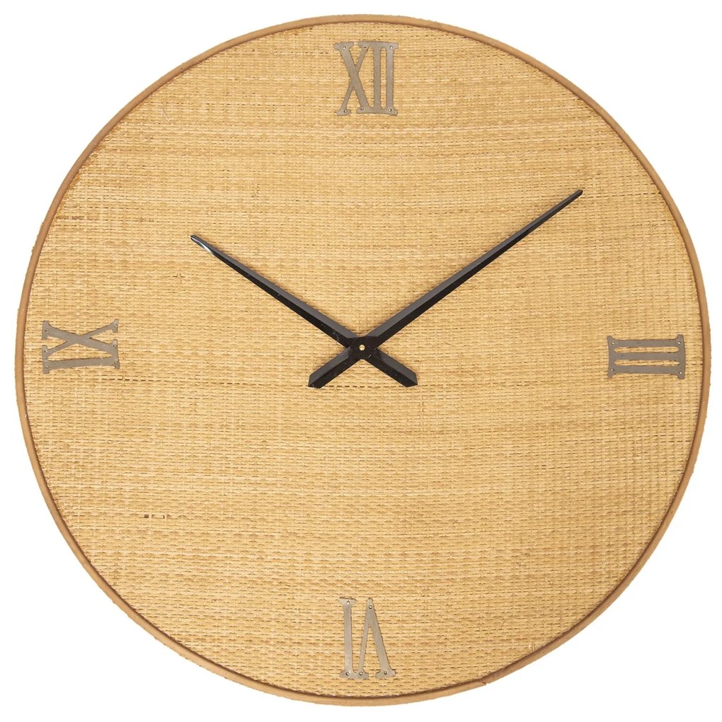 Prírodné nástenné hodiny so slameným výpletom - Ø 80*5 cm / 1*AA