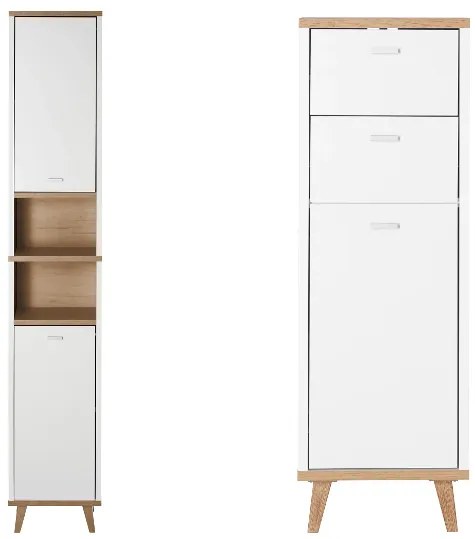 Livarno home Vysoká skrinka do kúpeľne Corfu, 32 x 180 x 28 cm + Skrinka do kúpeľne Corfu, 32 x 96 x 28 cm  (800008577)