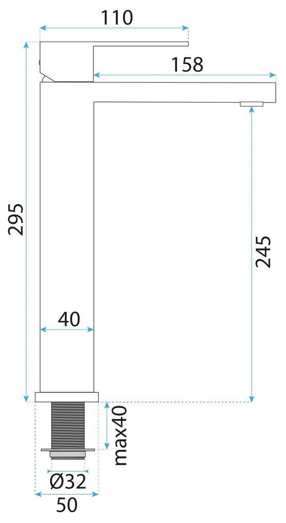 Rea Arlo, vysoká umývadlová batéria h-295, brúsená oceľ, REA-B4588