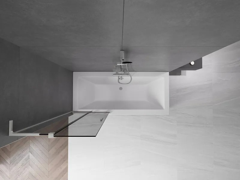 Mexen Velar L, 2-krídlová posuvná vaňová zástena 70 x 150 cm, 8mm šedé sklo, brúsená oceľ, 896-070-003-41-97