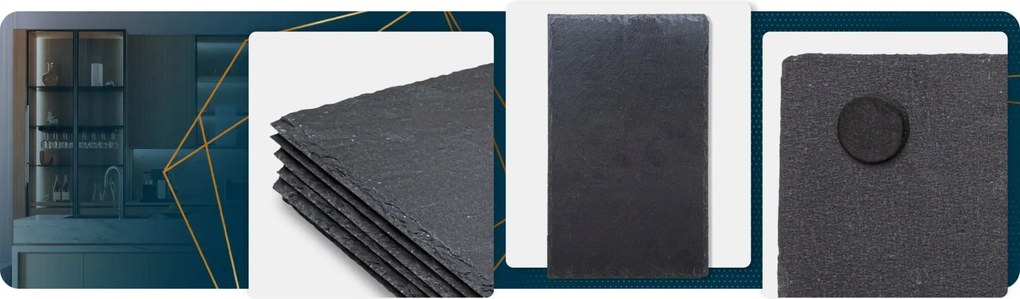 Súprava 6 bridlicových podnosov TACE antracitová