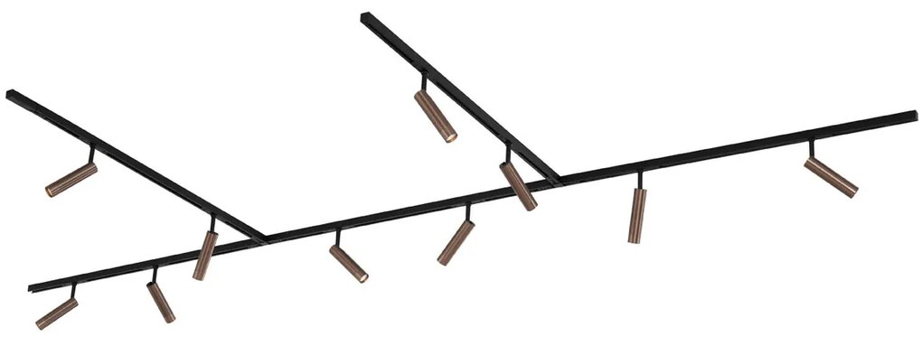 Moderný koľajnicový systém s 10 reflektormi tmavá bronz 1-fázový - Slimline Uzzy