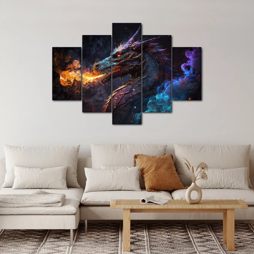 Obraz - Drak pľuvajúce plamene (150x105 cm)