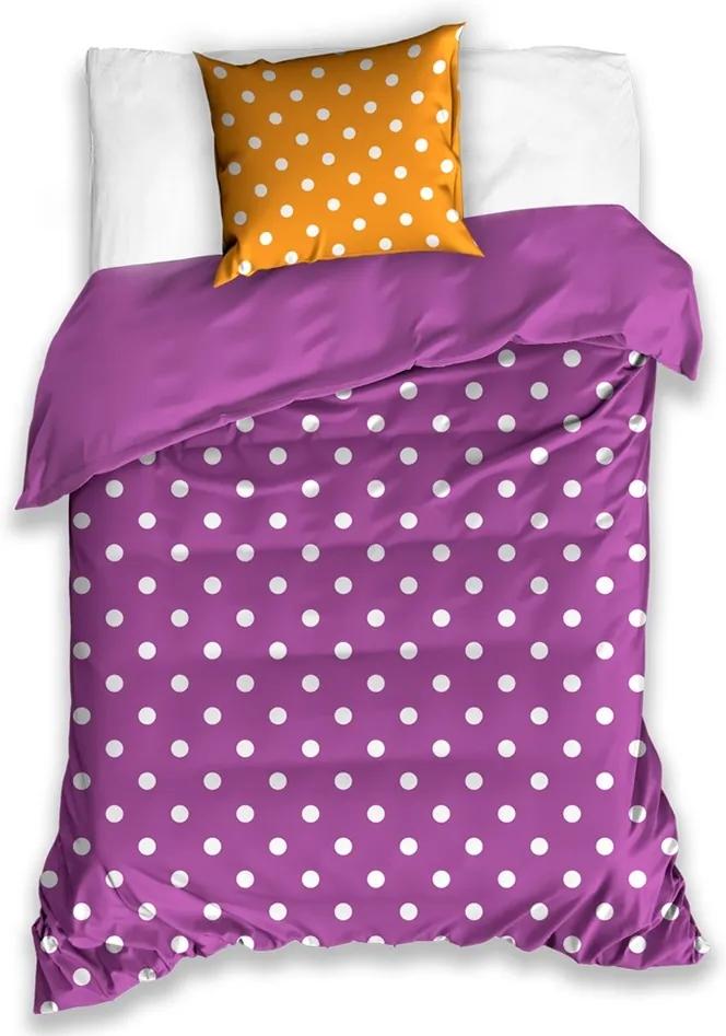BedTex Bavlnené obliečky Bodka fialová, 140 x 200 cm, 70 x 90 cm