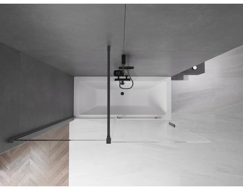 Mexen Velar, 2-krídlová posuvná vaňová zástena 160 x 150 cm, 8mm číre sklo, brúsený grafit, 896-160-000-01-95