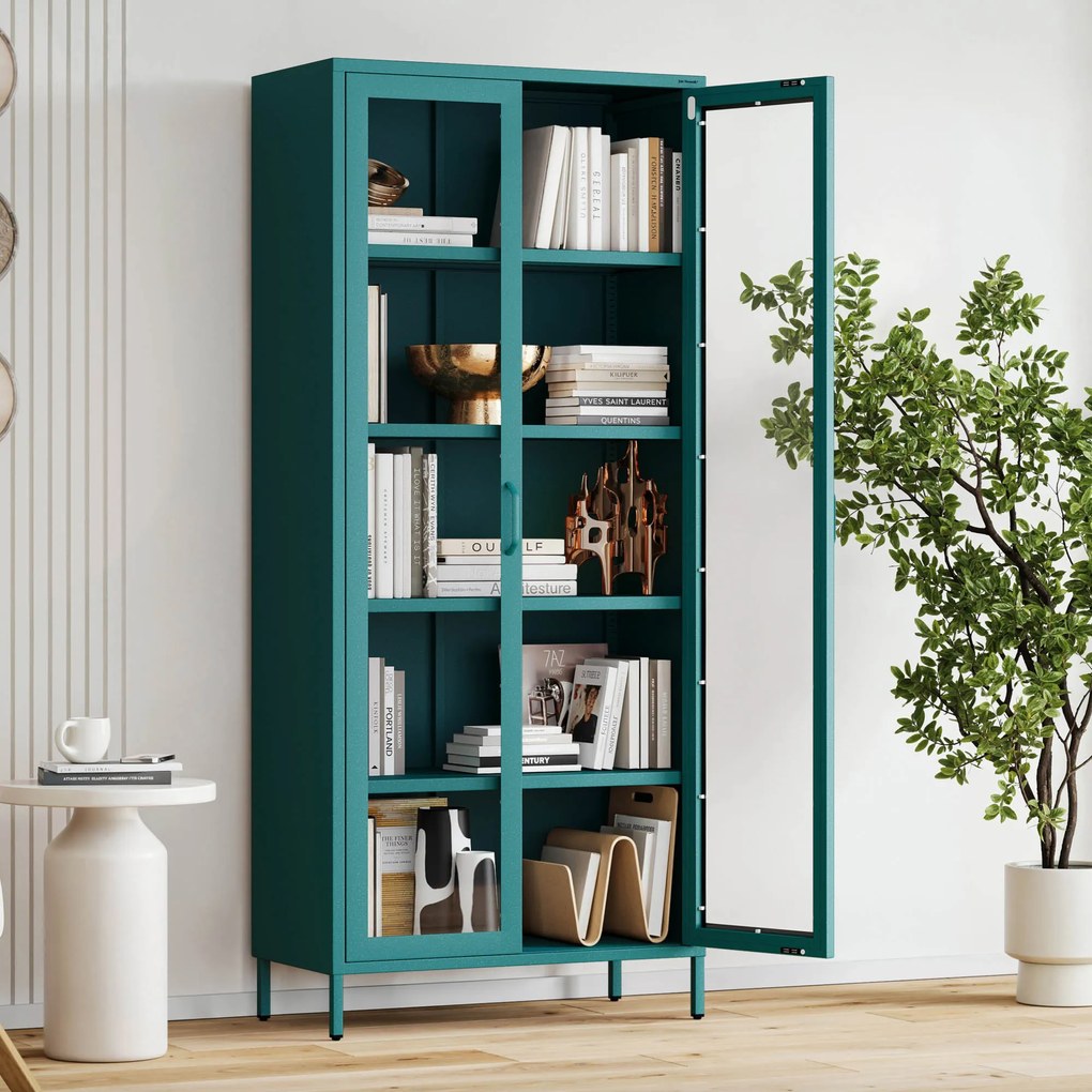 Vitrína ANGELO, 800 x 1850 x 450 mm, Modern: morská modrá