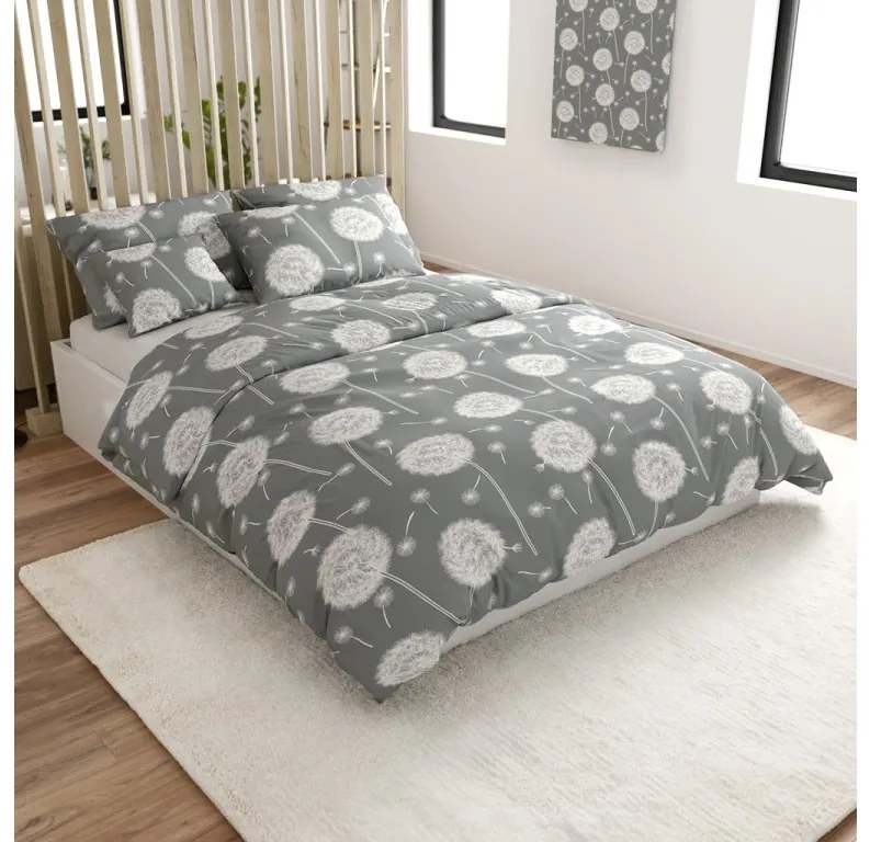 Krepové obliečky DANDELION BLEND sivá hotelová kapsa Rozmer obliečky: 70 x 90 cm | 140 x 200 cm