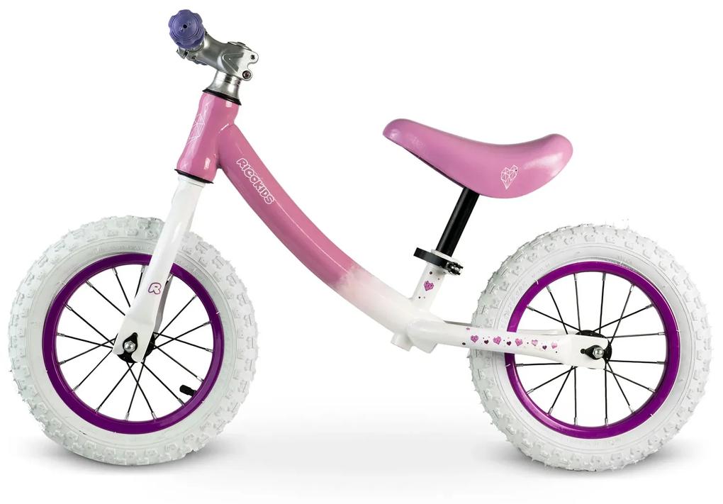 Detský balančný bicykel, Ricokids | bielo-ružový