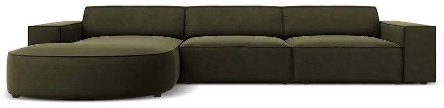 Zelená zamatová rohová pohovka (ľavý roh) Jodie - Micadoni Home