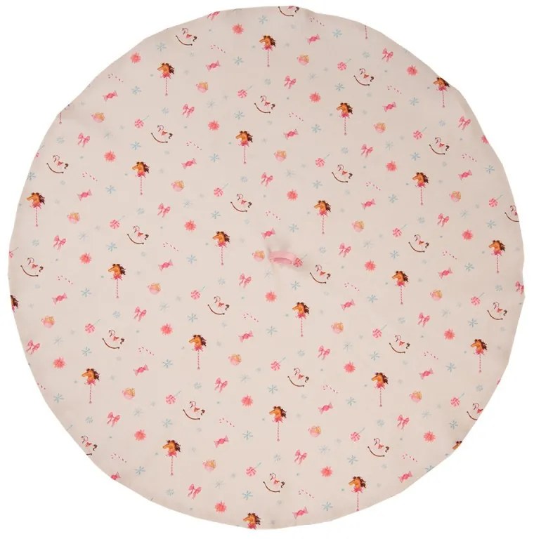 Béžová okrúhla bavlnená utierka Pastel Nutcracker - Ø 80 cm