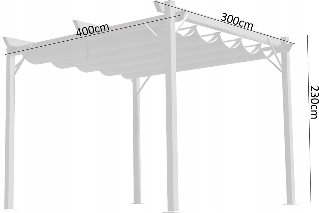 Garden Line ZÁHRADNÁ PERGOLA ŠEDÁ 3 X 4 M 2,95 x 3,95 x V2,3 m *5699