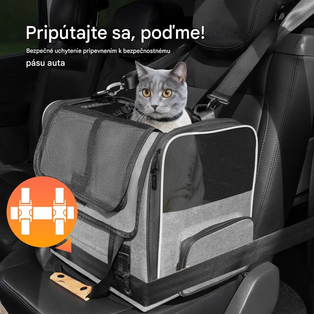 InternetovaZahrada Prenosná taška pre mačky 44x34x31 cm - sivá