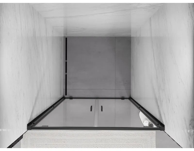 Mexen Exo, dvojité krídlové sprchové dvere 70x200 cm, 6mm číre sklo, čierny profil, 8182-070-000-70-00