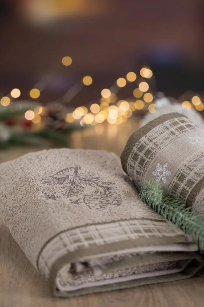 Bavlnený vianočný uterák béžový