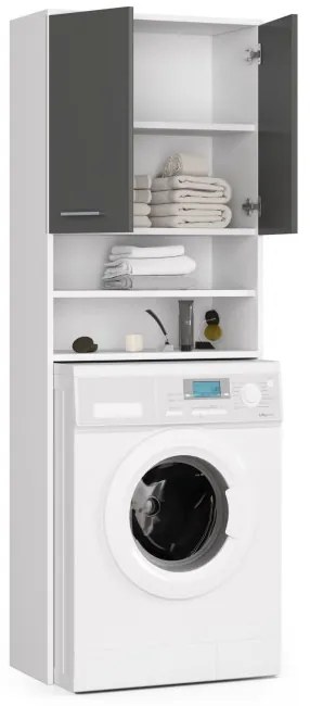 Kúpeľňová skrinka nad práčku FIN biela / sivá