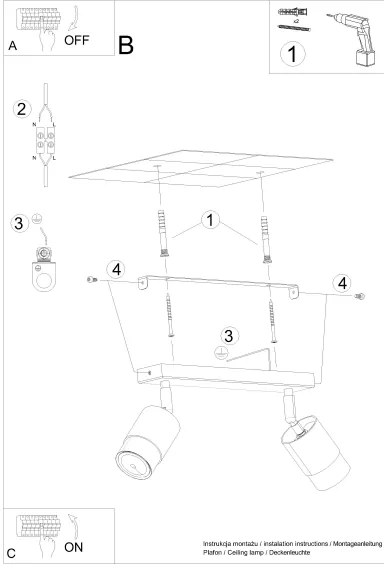 Sollux SL.1065 - Bodové svietidlo NERO 2xGU10/40W/230V čierna/lesklý chróm