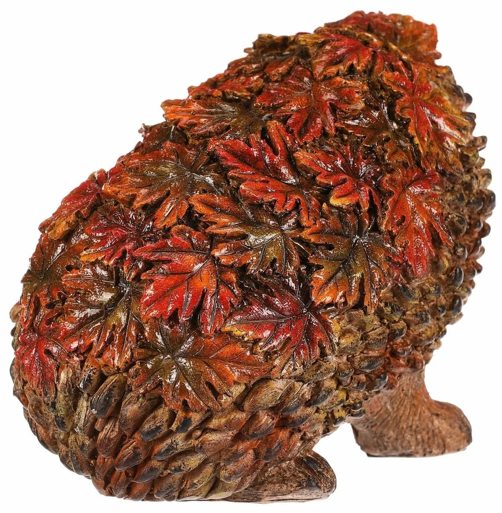 Jesenná dekorácia Ježko s lístkami, 22 x 13 x 15cm, polyresin
