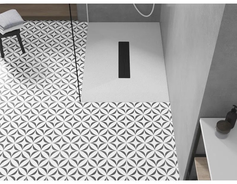 Mexen Toro, SMC obdĺžniková sprchová vanička 100 x 70 cm, biela, čierna krytka, 43107010-B