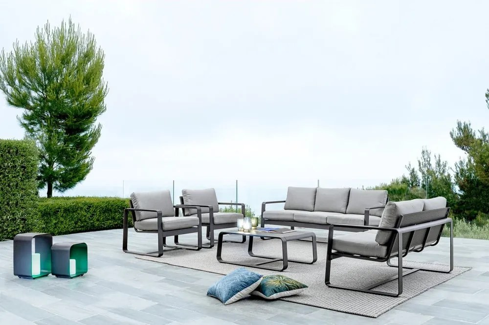 Sivá hliníková záhradná pohovka Merrigan – Bizzotto