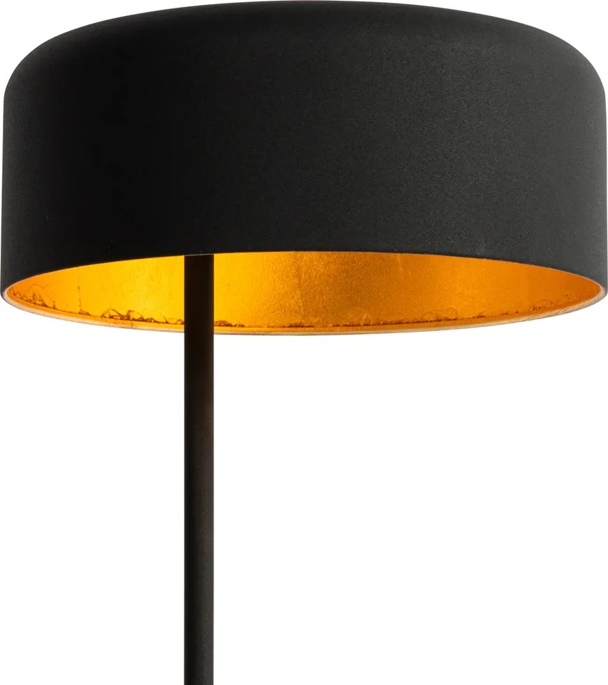 Retro stolná lampa čierna so zlatým vnútrom - Jinte