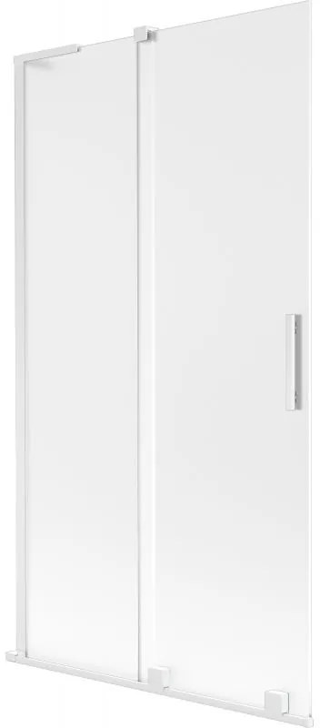 Mexen Velar L, 2-krídlová posuvná vaňová zástena 100 x 150 cm, 8mm sklo námraza, biela matná, 896-100-003-31-20
