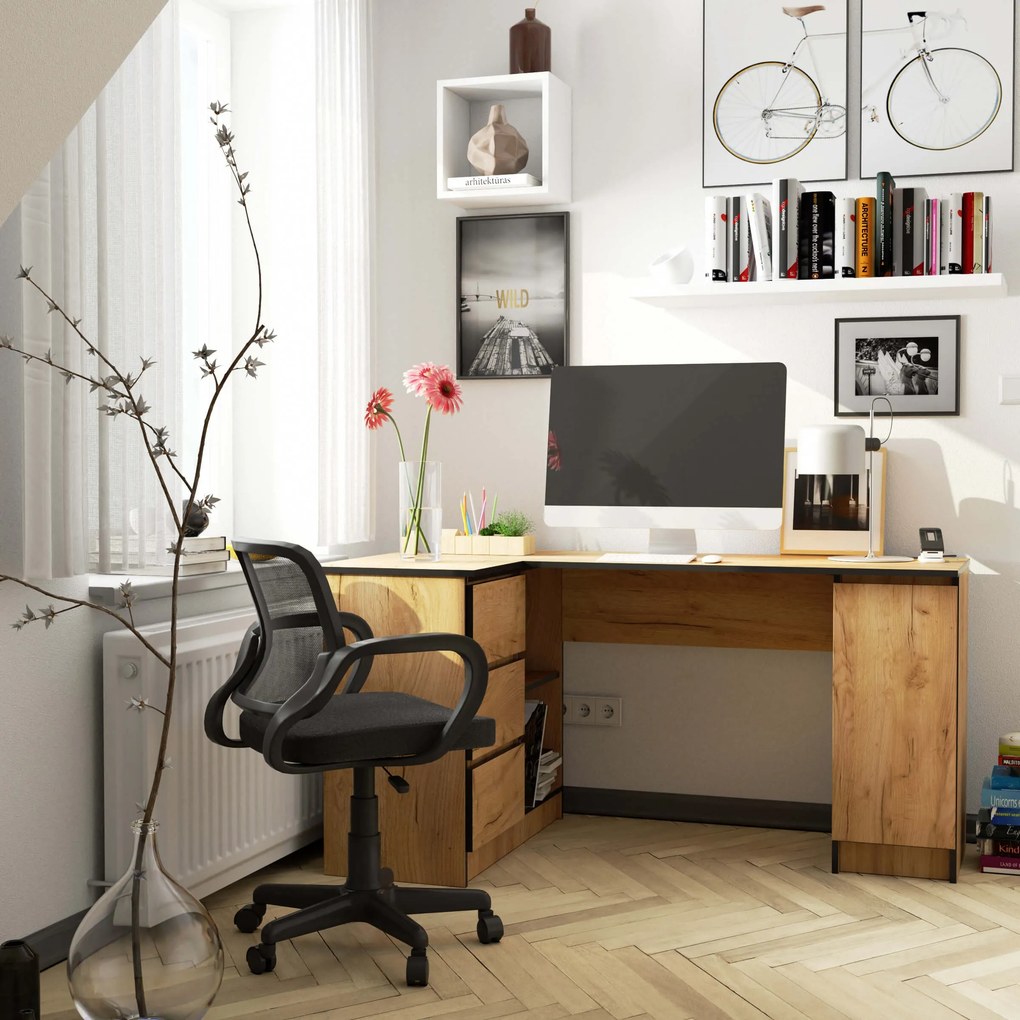 Rohový PC stolík Bienvenida (dub craft) (L). Akcia -20%. Vlastná spoľahlivá doprava až k Vám domov. 1117074