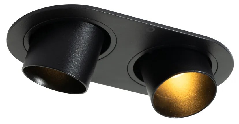 Okrúhle zapustené bodové svetlo čierne GU10 35 mm výkyvné 2-svetlo - Installa