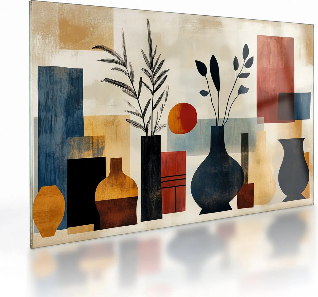 Sklenený obraz - Kubistické vázy (70x50 cm)