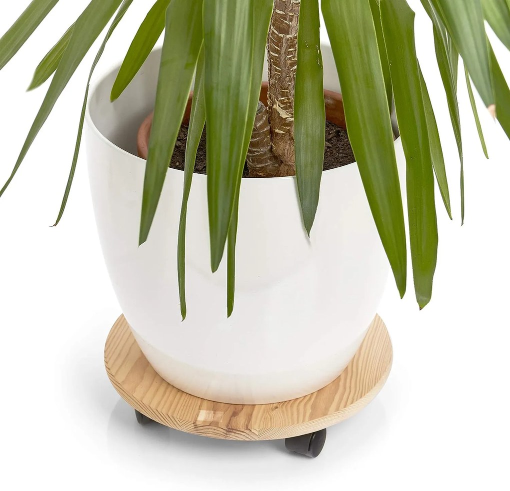 Zeller Present Drevený podstavec pod kvetináče, okrúhly, s kolieskami