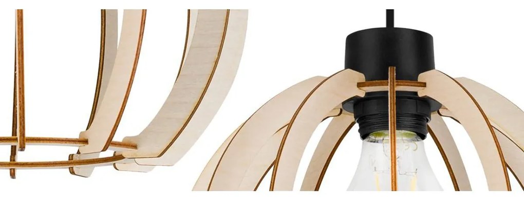 Závesné svietidlo Timber spider 9, 1x drevené tienidlo