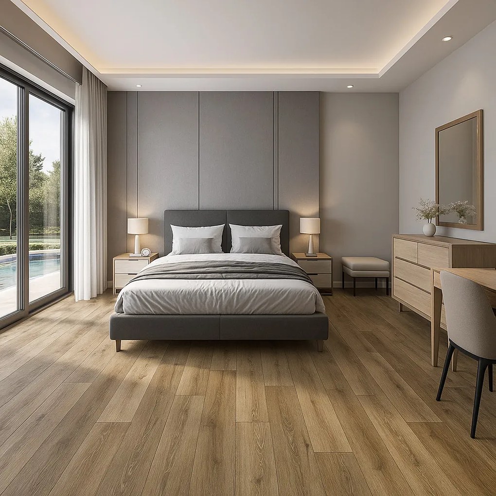 PVC podlaha - lino Domo 2152, na mieru, šíře 2m,4m, hnedá, bez podkladu, kuchyňa, Beaulieu International Group