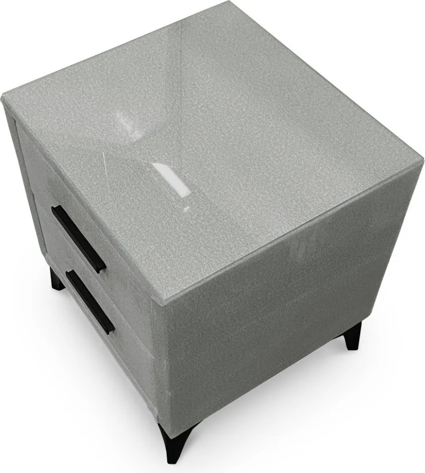 Nočný stolík s 2 zásuvkami Joy, svetlo šedá látka