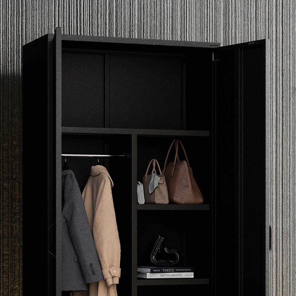 Čierna šatníková skriňa FLAVIO Modern 800 x 1850 x 450 mm