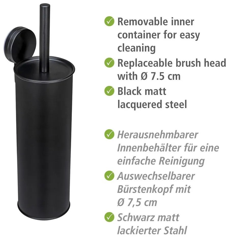 Čierna samodržiaca oceľová WC kefa Pavia – Wenko