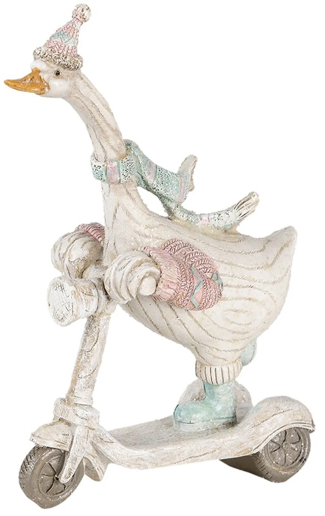 Dekoratívne soška husi so šálom na kolobežke - 14 * 6 * 19 cm