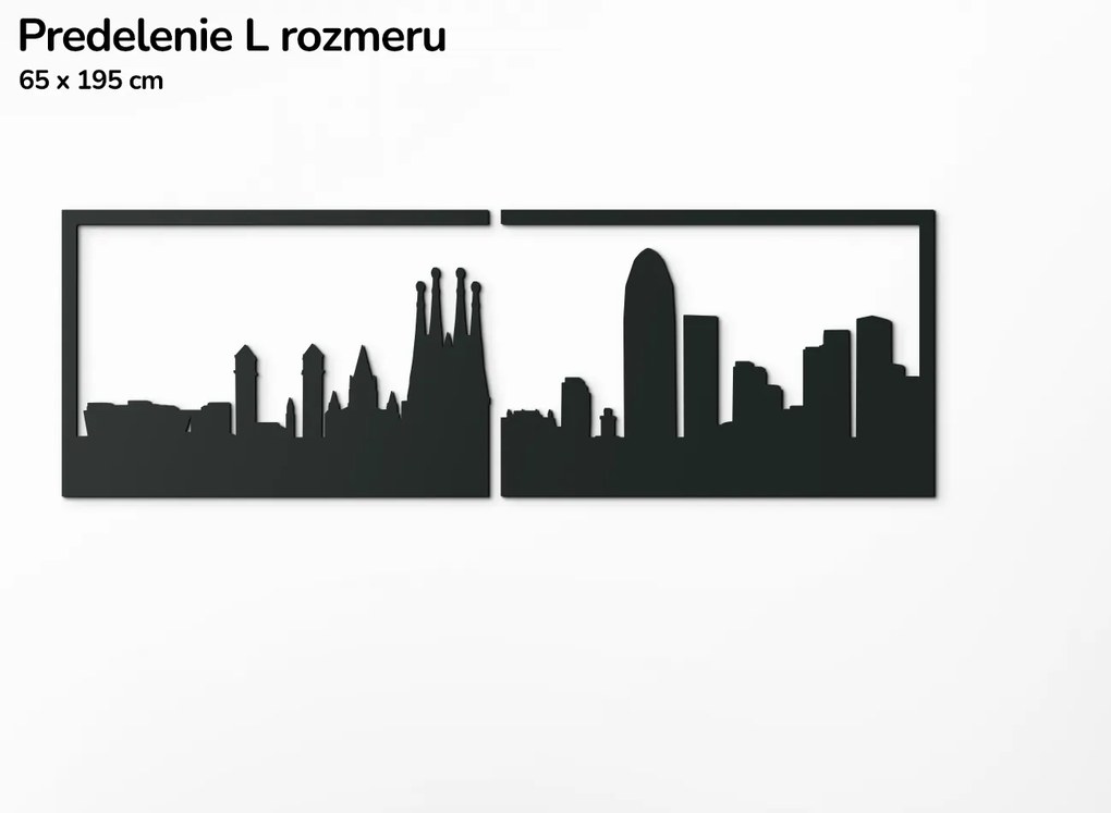 drevko Obraz Barcelona panoráma Rozmer obrazu: 29,5 x 89 cm, Farba dekorácie: Čierna