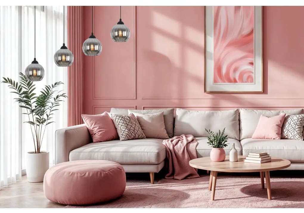 Závesné svietidlo Costa, 4x grafitové sklenené tienidlo, b