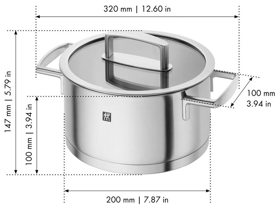 Zwilling Hrniec so sklenenou pokrievkou VITALITY 20 cm plytký 3l