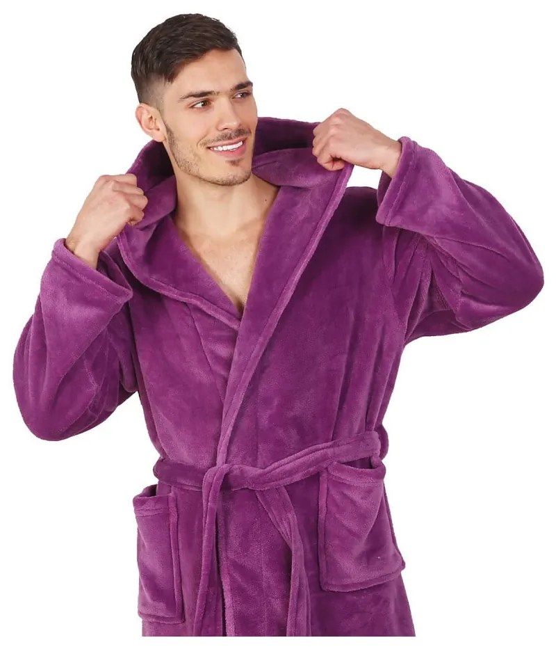 Fialový unisex župan z mikrovlákna DecoKing Robby, veľ. XS