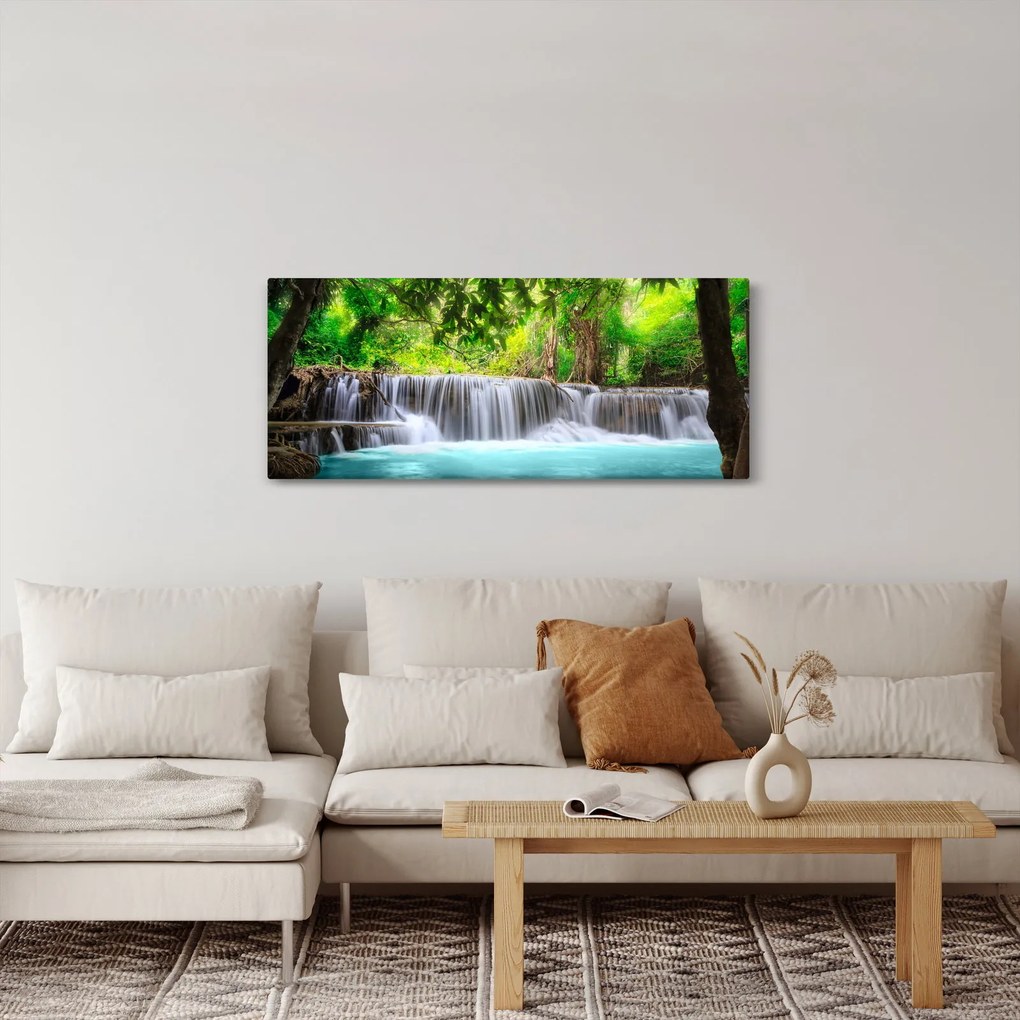 Obraz - Vodopád, tyrkysový (120x50 cm)