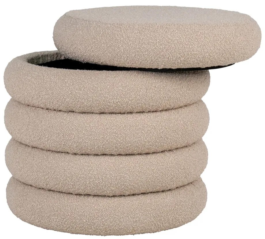 Béžový taburet z textílie buklé Brooklyn – House Nordic