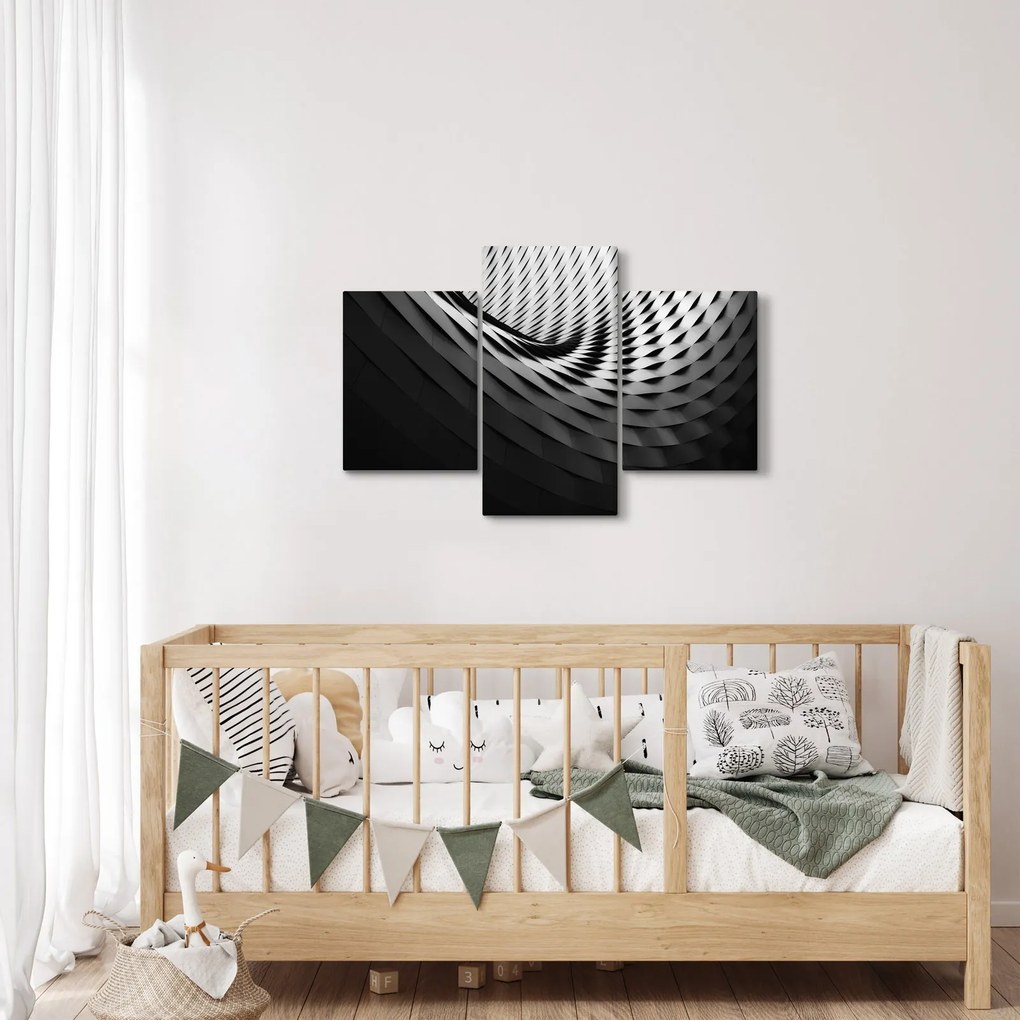 Abstraktný obraz - čiernobiela špirála (90x60 cm)
