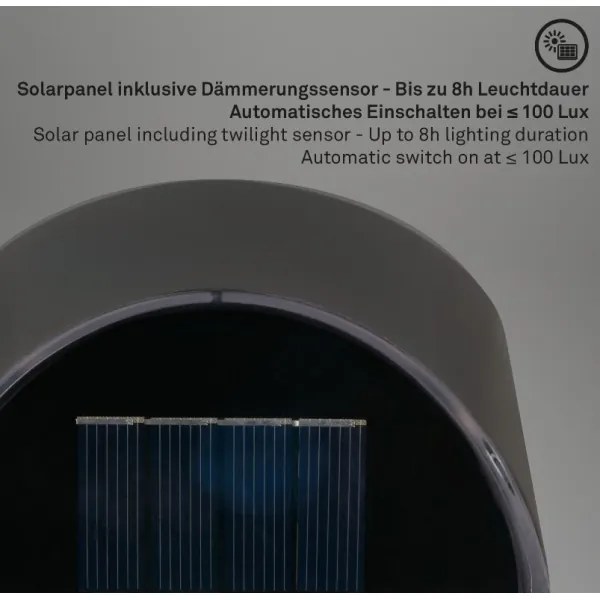 Briloner 3133015 - LED Solárne nástenné svietidlo LED/2W/3,7V IP44 3000K