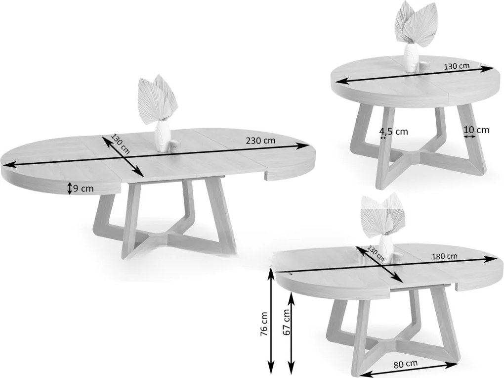 Rozkladací jedálenský stôl OLIA 130-230cm dub