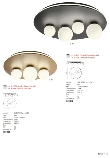 Redo 01-2466 - LED Stropné svietidlo CORUM LED/48W/230V 3000K CRI 90 čierne