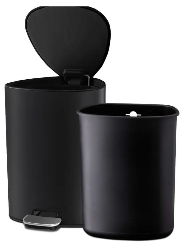 Matne čierny nášľapný oceľový odpadkový kôš 5 l EasyStore Luxe – Joseph Joseph