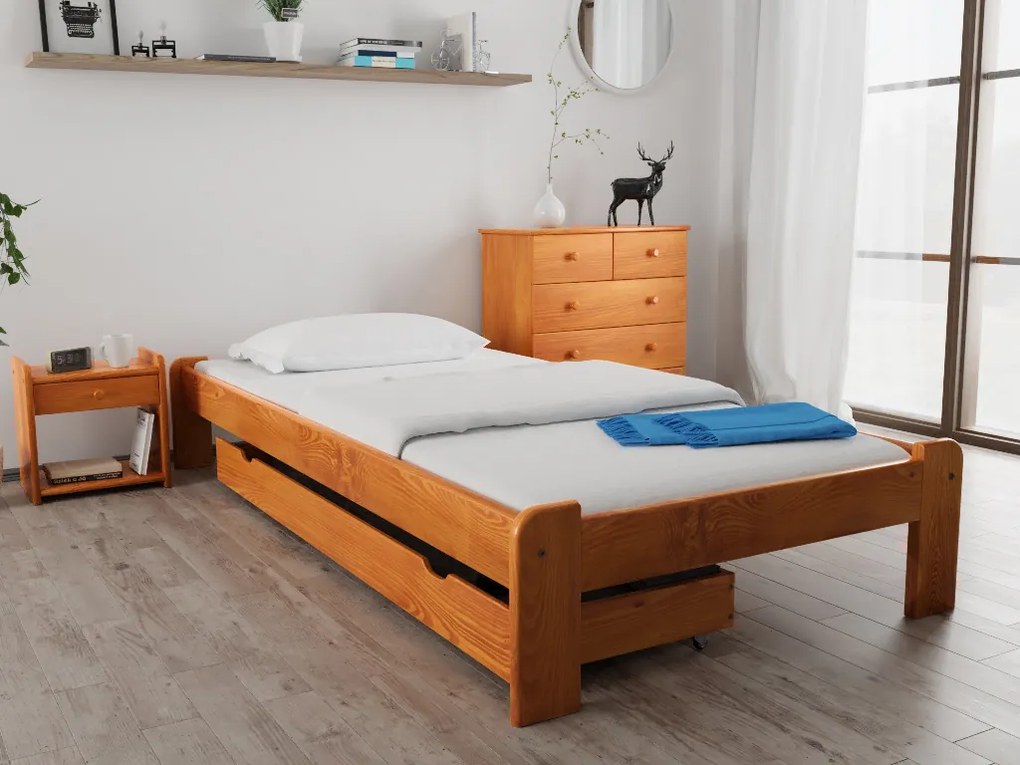 Posteľ Ada 120 x 200 cm, jelša Rošt: S latkovým roštom, Matrac: Matrac COCO MAXI 19 cm